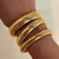 Gold Ribbed Cuff Bracelet