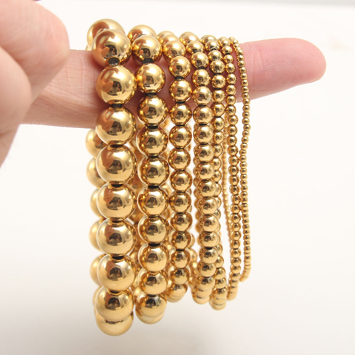 Gold beaded bracelet set
